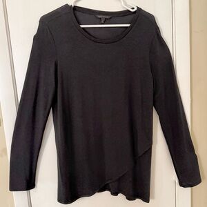 Banana Republic Black Long Sleeve Shirt With Criss Cross Hem Sz M NWOT